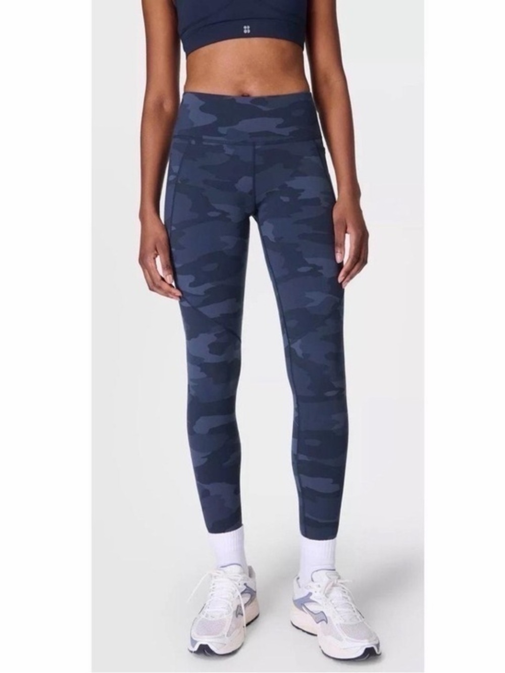 Sweaty Betty Power 7/8 Leggings Blue Camo Print Size Large US 10 Workout Gym